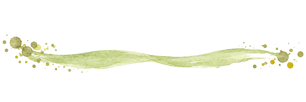 Grüner Aquarellstrich – FAQ Geschwungener hellgrüner Aquarellstrich mit kleinen Farbtupfern