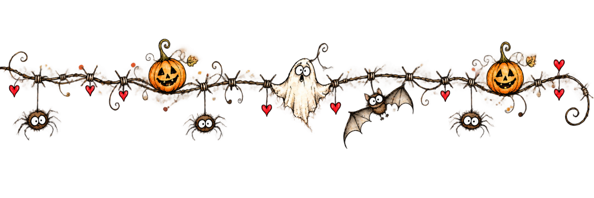 Verspielte Halloween-Girlande aus Stacheldraht